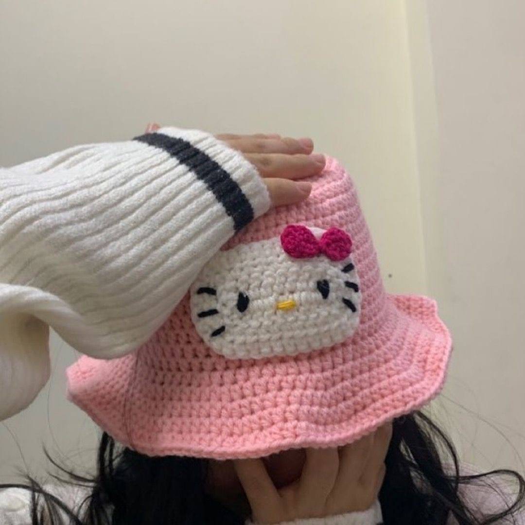 کلاه بافت باکت طرح هلو کیتی کد 1663