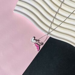 گردنبند سوارسکی دم وال صورتی کد 2256