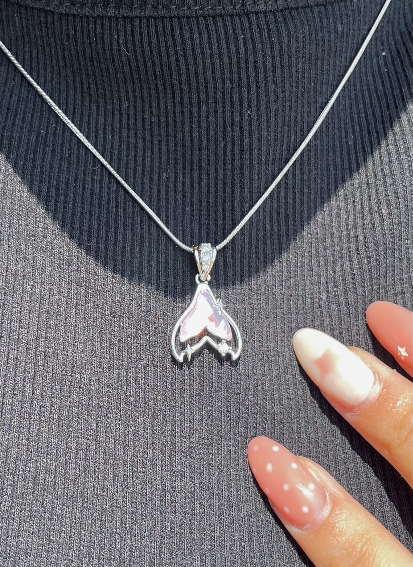 گردنبند دم وال صورتی پاستیلی کد 2285 - Image 2