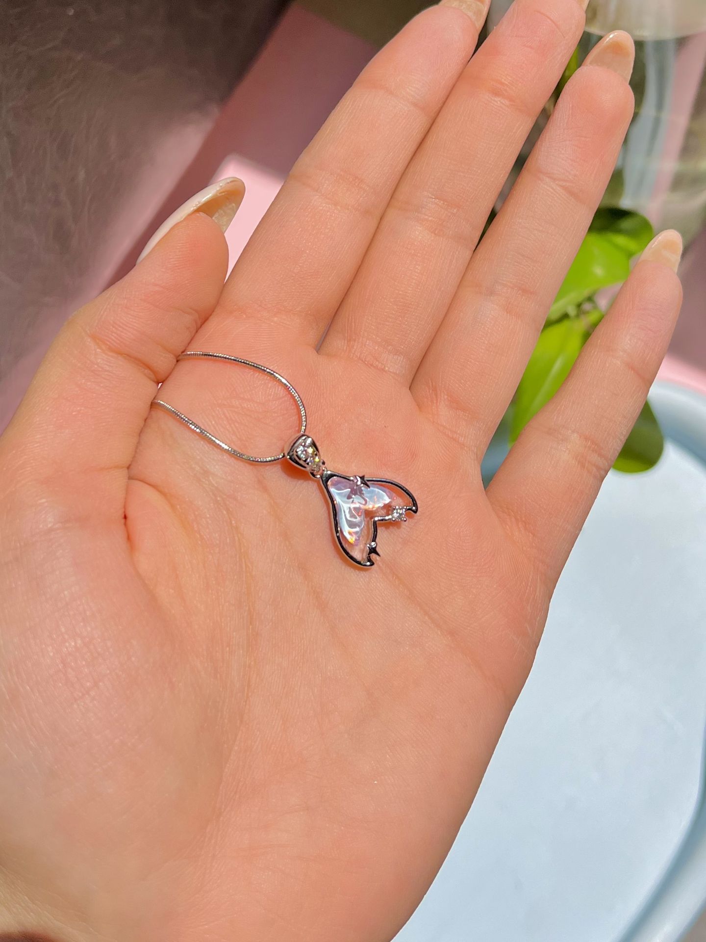 گردنبند دم وال صورتی پاستیلی کد 2285 - Image 3