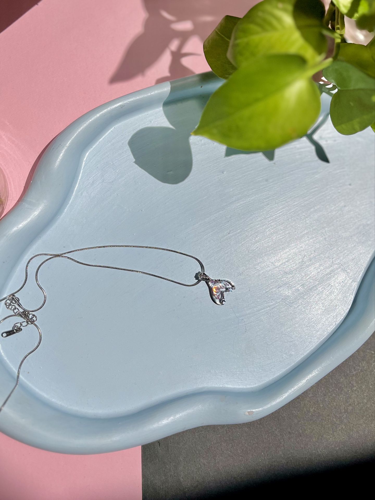 گردنبند دم وال صورتی پاستیلی کد 2285