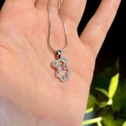 Alternative view of گردنبند تدی نگینی پاپیون صورتی کد 2289