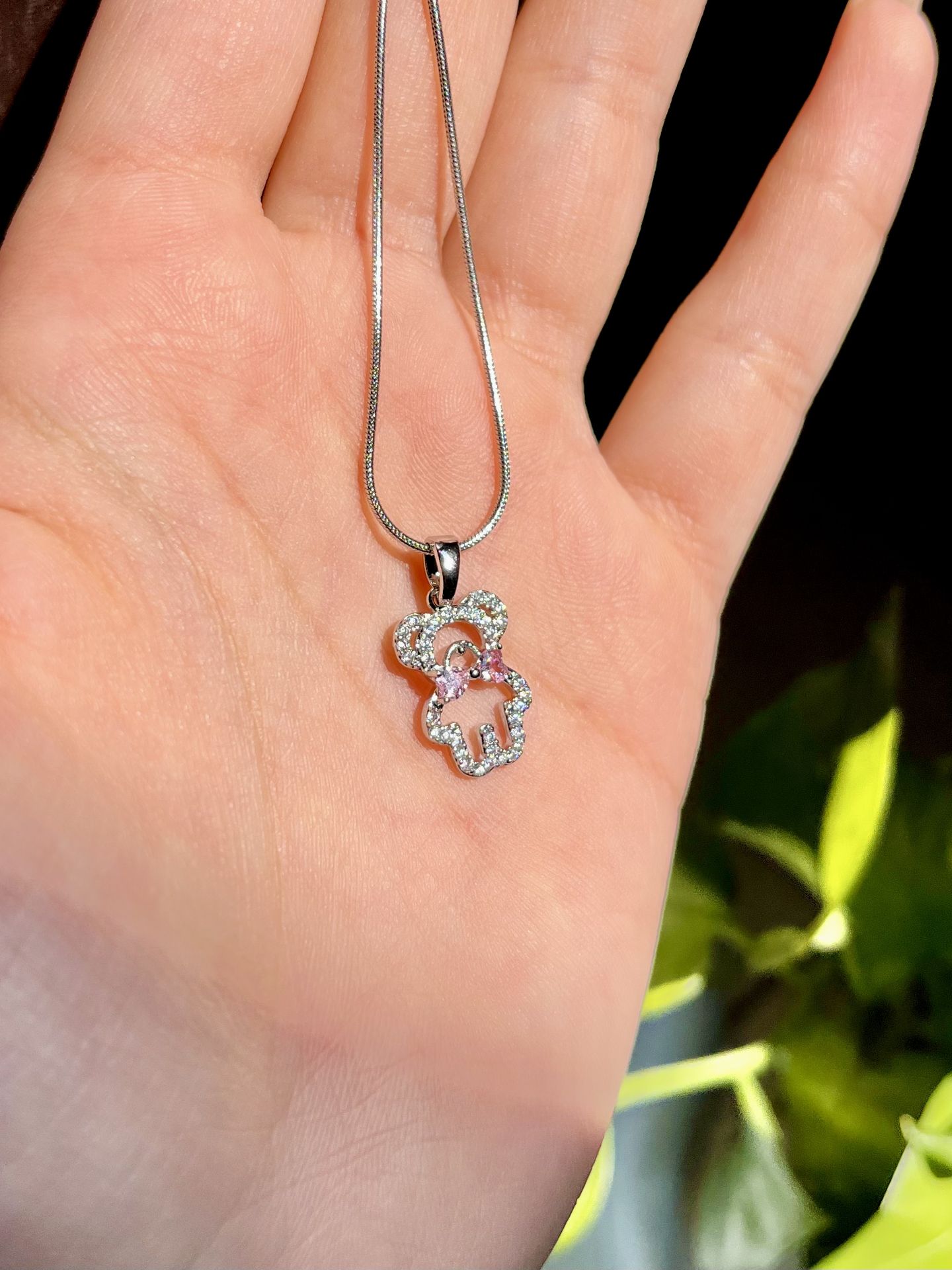 گردنبند تدی نگینی پاپیون صورتی کد 2289 - Image 2