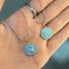 گردنبند فیروزه ای کد 2427