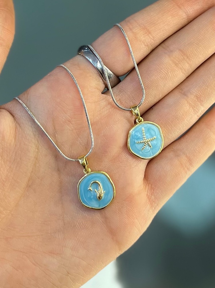 گردنبند فیروزه ای کد 2427