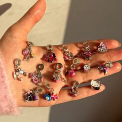 پلاک پاندورا تم رنگی صورتی کد 2913