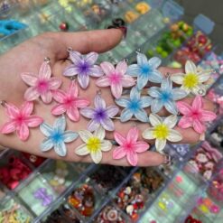 پلاک گل پلومریا رنگارنگ شیشه‌ای کد 3484
