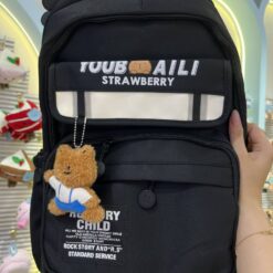 کوله‌پشتی وارداتی تدی STRAWBERRY مشکی کد 3863