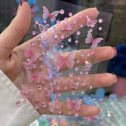 استیکر نگین صورتی پروانه‌ای کد 3962