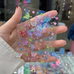استیکر نگین دایره‌ای و پروانه‌ای ریز کد 3964
