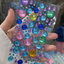 استیکر نگین دایره‌ای یاسی و آبی کد 3970