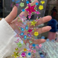 استیکر نگین ستاره‌ای سرخابی و آبی کد 3974