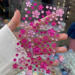 استیکر نگین شکوفه‌ای صورتی کد 3981