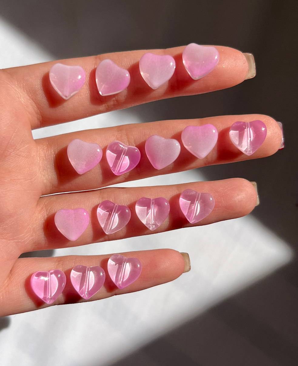 مهره ریز قلبی صورتی کد 4343