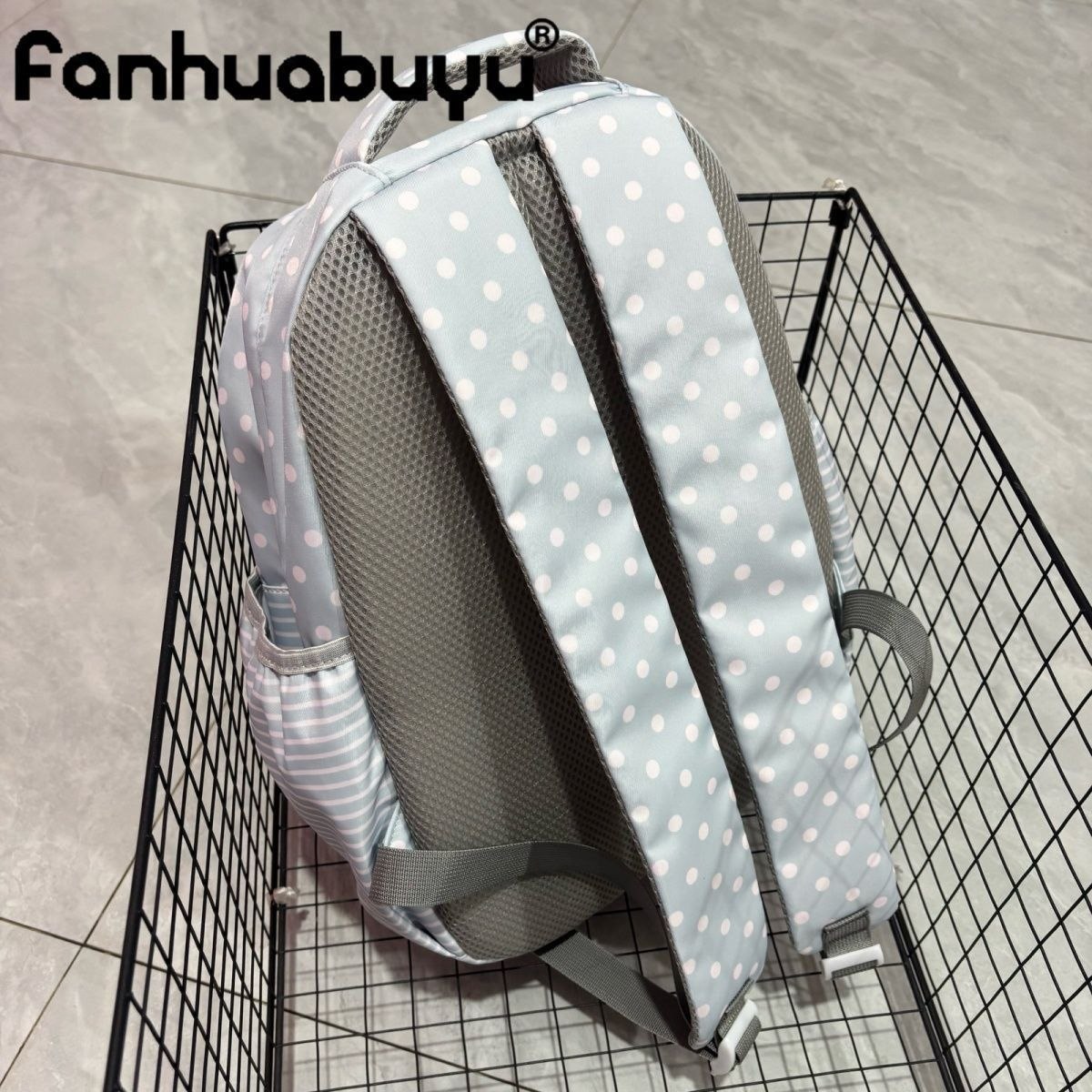 کولهپشتی صورتی طوسی خال خالی بال فرشته کد 4591 - تصویر 3